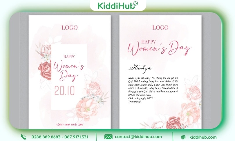 Thiệp chúc 20/10 in sẵn sang trọng, phù hợp doanh nghiệp và khách hàng
