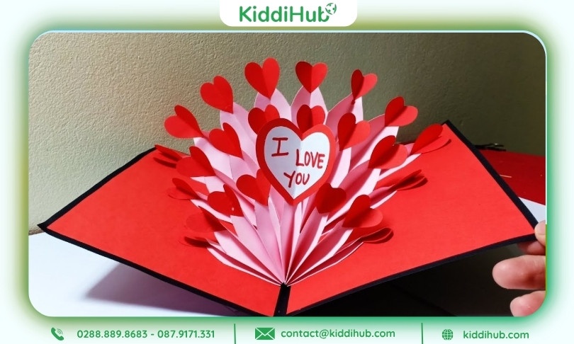 Cách làm thiệp 20/10 cắt dán giấy màu nổi bật đẹp mắt