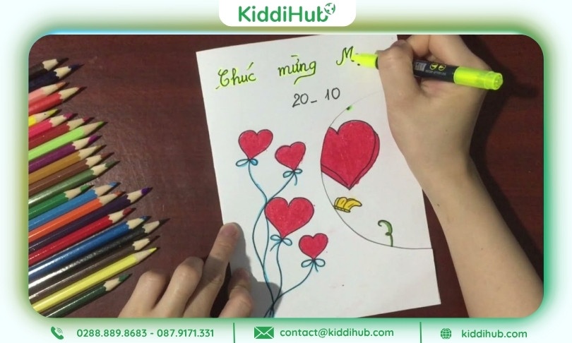 Cách làm thiệp 20/10 hình trái tim đỏ rực gửi yêu thương