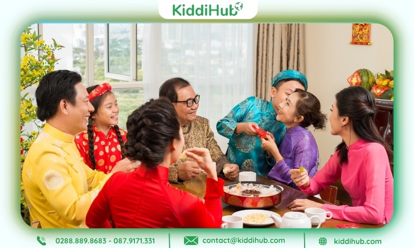 Hình ảnh Tết âm lịch 2026 mọi người quây quần sum họp