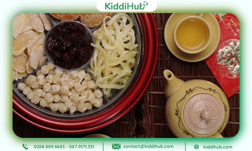 Ảnh Tết năm 2026 bánh mứt, trà, thức quà truyền thống ngày lễ