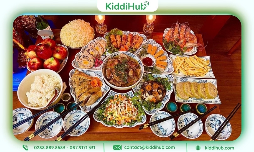 Ảnh Tết âm lịch 2026 mâm cỗ ngày Tết đầy đủ và đẹp mắt