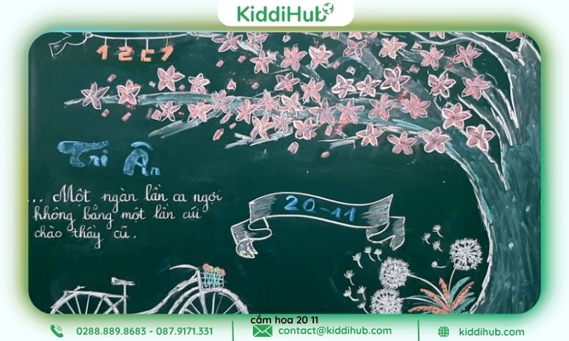 Mẫu trang trí bảng 20 11 đẹp lung linh tri ân thầy cô