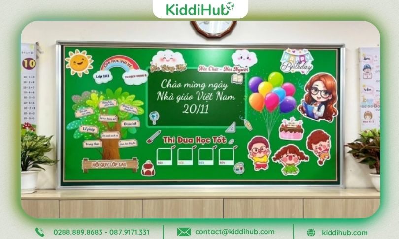 Trang trí lớp học mầm non ngày 20 11 – Không gian ngập tràn yêu thương