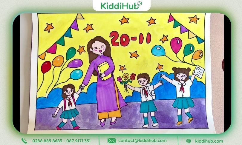 Lời tri ân sâu sắc gửi tới người “lái đò thầm lặng” qua bức tranh 20 11