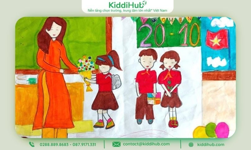 Tranh 20/10 tặng cô giáo – Người lái đò tri thức