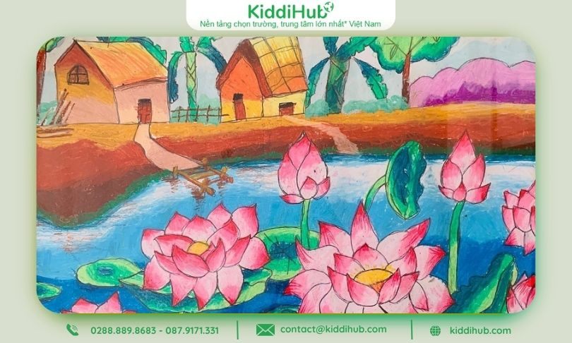 Tranh vẽ 20/10 về hoa và thiên nhiên