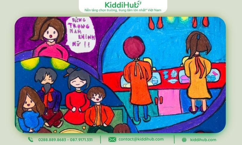 Tranh 20/10 mang thông điệp bình đẳng giới