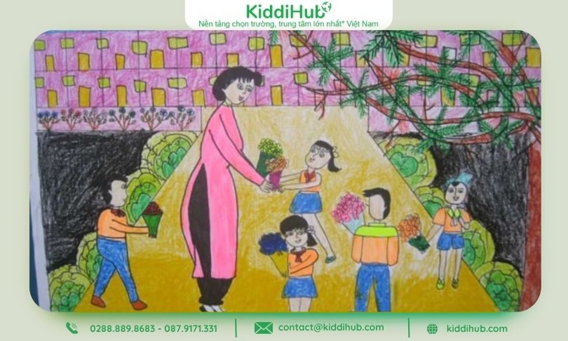 Vẽ tranh 20/10 tặng cô giáo – Người lái đò thầm lặng