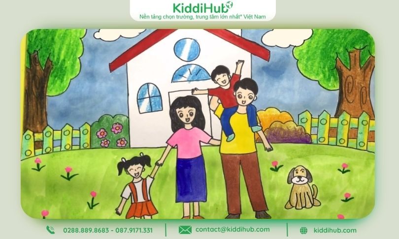 Vẽ tranh 20/10 về gia đình hạnh phúc – Mái ấm yêu thương
