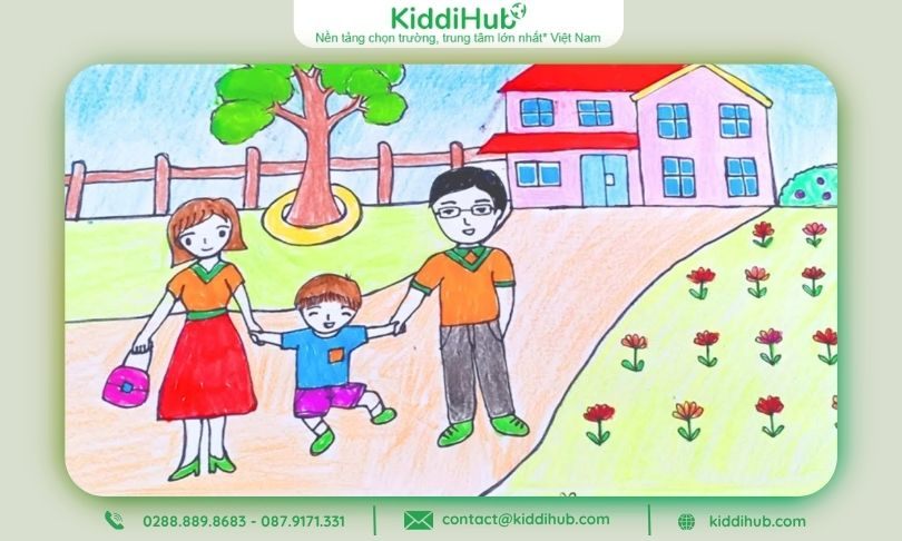 Vẽ tranh 20/10 về gia đình hạnh phúc – Món quà yêu thương giản dị