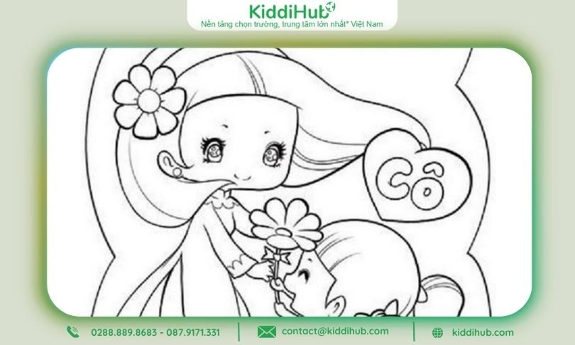 Tranh vẽ tô màu tặng cô 20/10