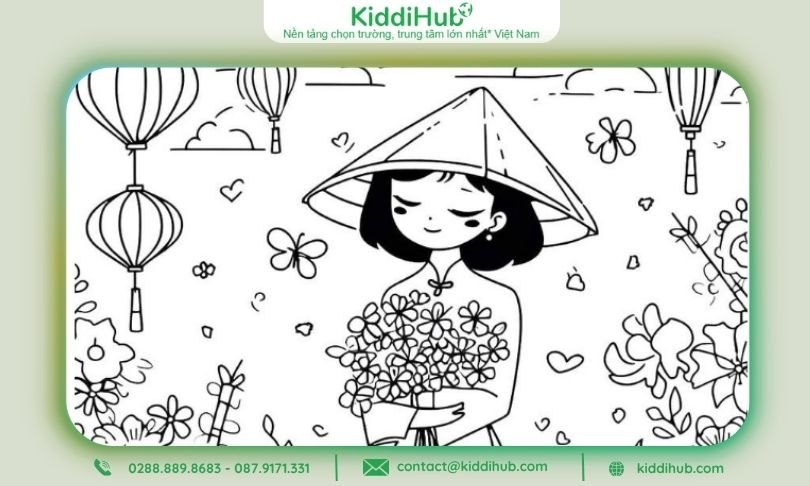 Tranh hoa tô màu ngày 20/10