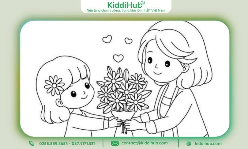 Tranh tô màu mẹ hiền – Bày tỏ tình cảm ngày 20/10