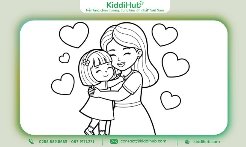 Tranh tô màu mẹ và bé 20/10 – Khoảnh khắc yêu thương bất tận