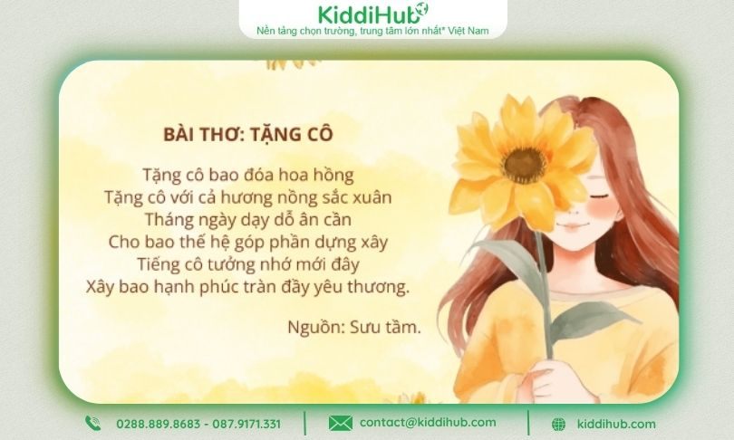Ý nghĩa của thơ 20/10 tặng cô giáo