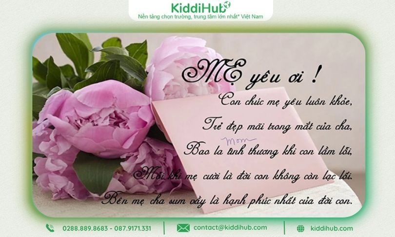 Bài thơ về ngày 20/10 cho trẻ mầm non tặng mẹ