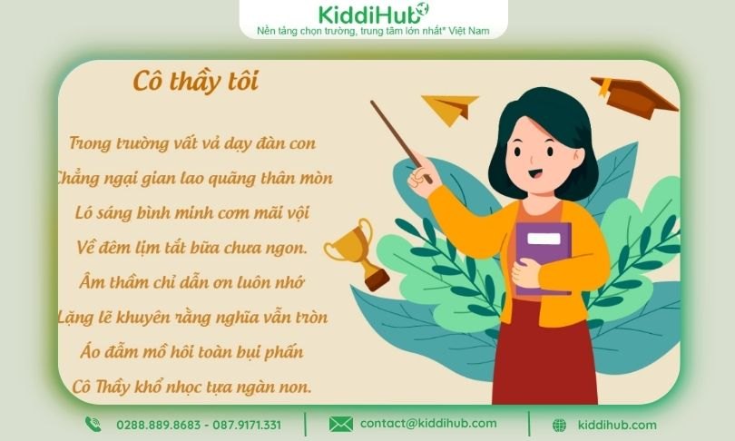 Bài thơ về ngày 20/10 cho trẻ mầm non tặng cô giáo