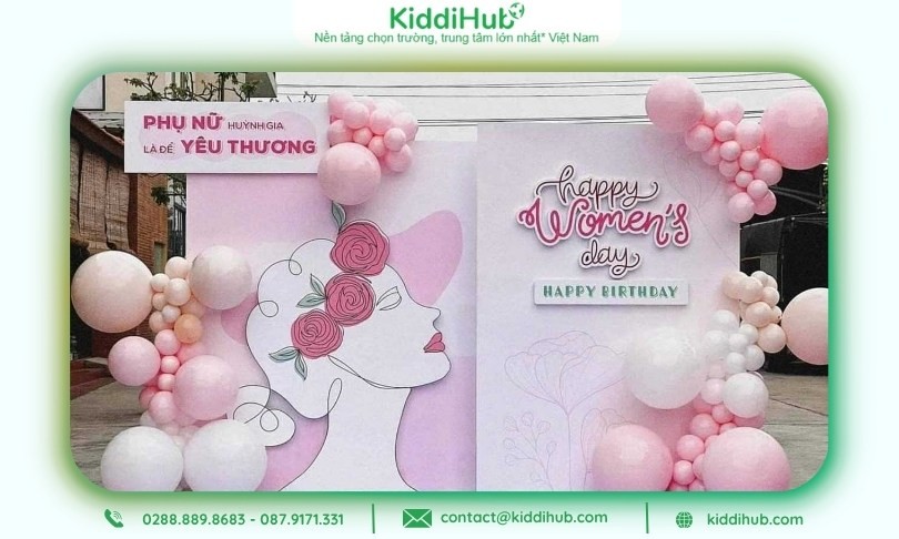 Phông nền 20/10 cho cửa hàng đẹp, dễ phối trang trí