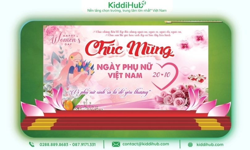 Phông bạt 20/10 nổi bật với họa tiết trang nhã, thanh lịch cho công ty