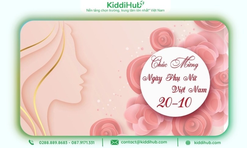 Background ngày Phụ nữ Việt Nam 20/10 cho trường học đơn giản nhưng vẫn ấn tượng, tinh tế