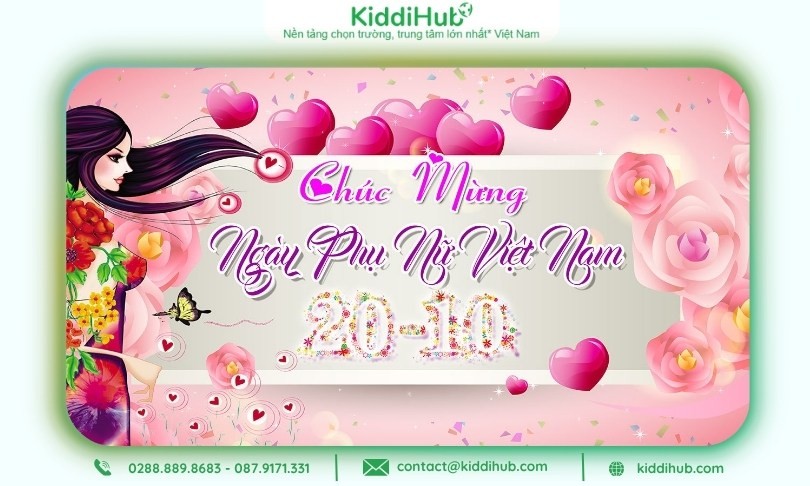 Phông nền 20/10 đẹp với các chi tiết phối hợp hài hòa, tinh tế