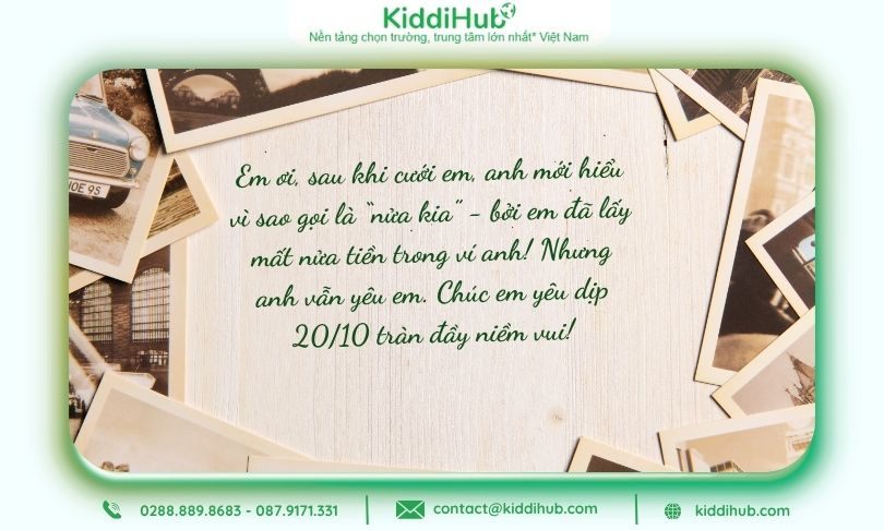 Lời chúc 20/10 cho vợ hài hước mang tiếng cười vui, tạo kỷ niệm đáng nhớ