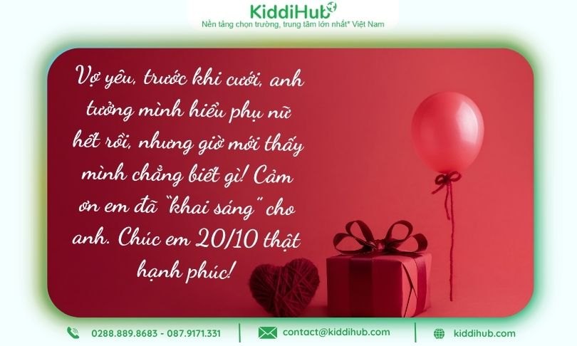 Lời chúc ngày 20/10 cho vợ "siêu lầy" giúp tình cảm thêm gần gũi
