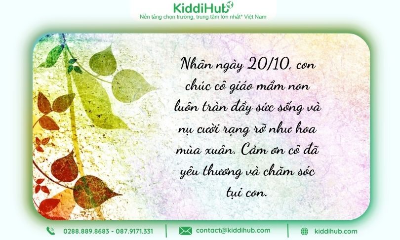 Lời chúc 20/10 cho cô giáo mầm non tinh tế, tràn đầy xúc cảm