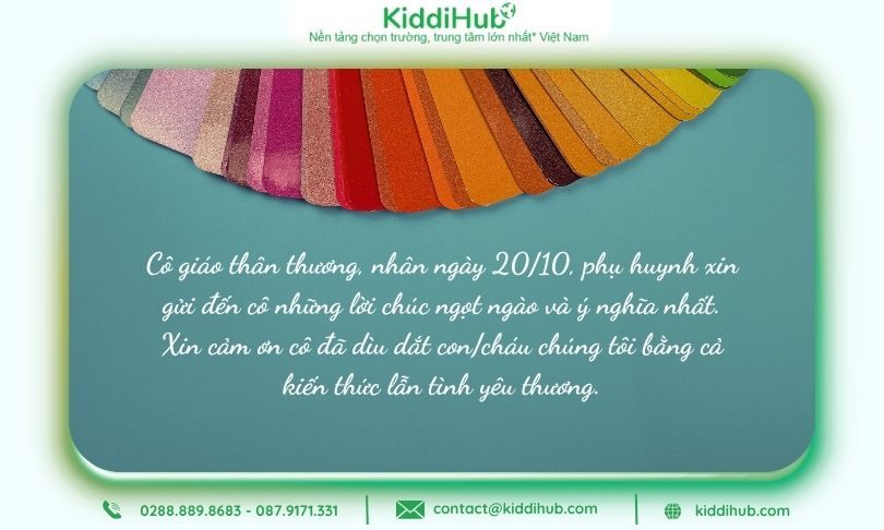 Hình ảnh sinh động kèm lời chúc 20/10 cho cô giáo mầm non từ phụ huynh