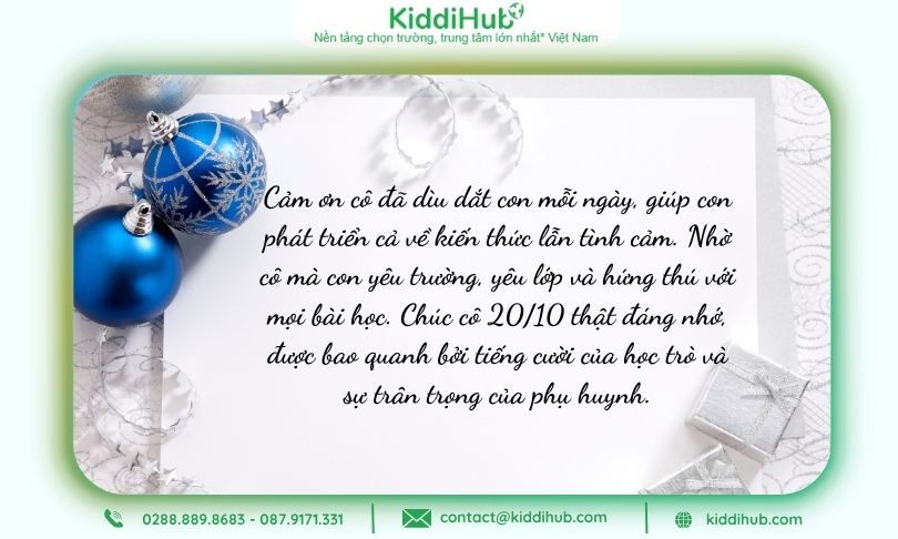 Bộ sưu tập lời chúc 20/10 cho cô giáo mầm non đáng nhớ