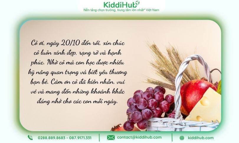 Cô giáo mầm non chắc chắn sẽ hạnh phúc với lời chúc 20/10 từ phụ huynh