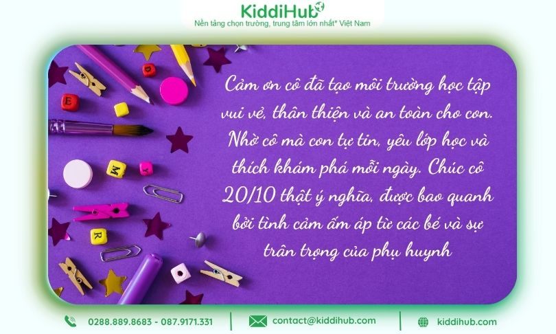 Lời chúc cô giáo ngày 20/10 thật đặc biệt