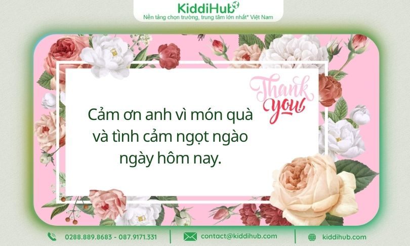 Lời cảm ơn ngày 20 tháng 10 khi nhận quà từ bạn trai