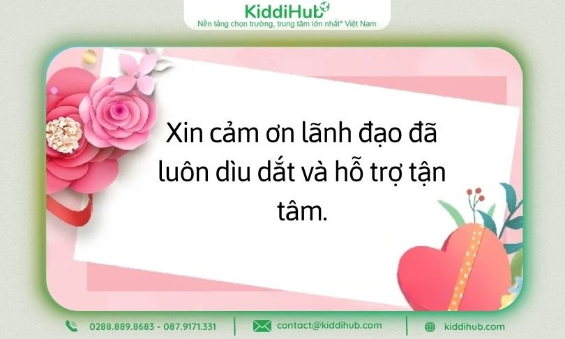 Những lời cảm ơn 20/10 gửi đến ban lãnh đạo công ty