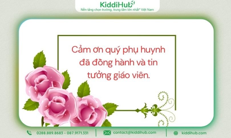 Lời cảm ơn phụ huynh ngày 20/10 của giáo viên