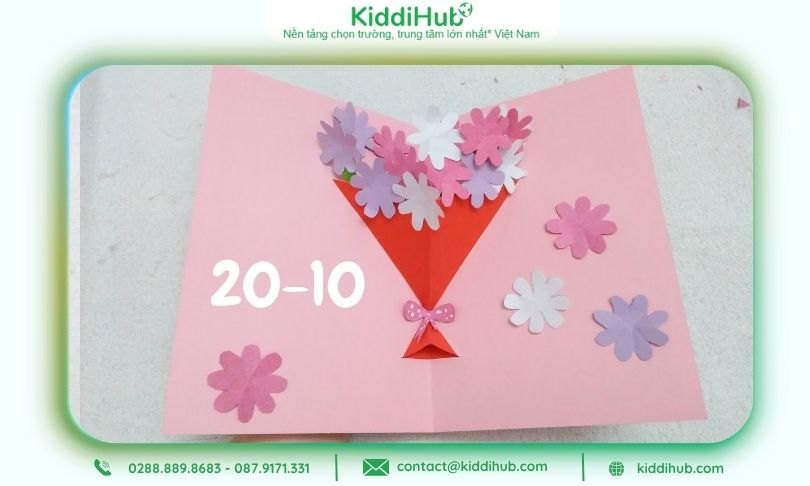 Thiệp 20/10 cá nhân hóa, kết hợp màu sắc trang nhã, tinh tế tặng đồng nghiệp nữ