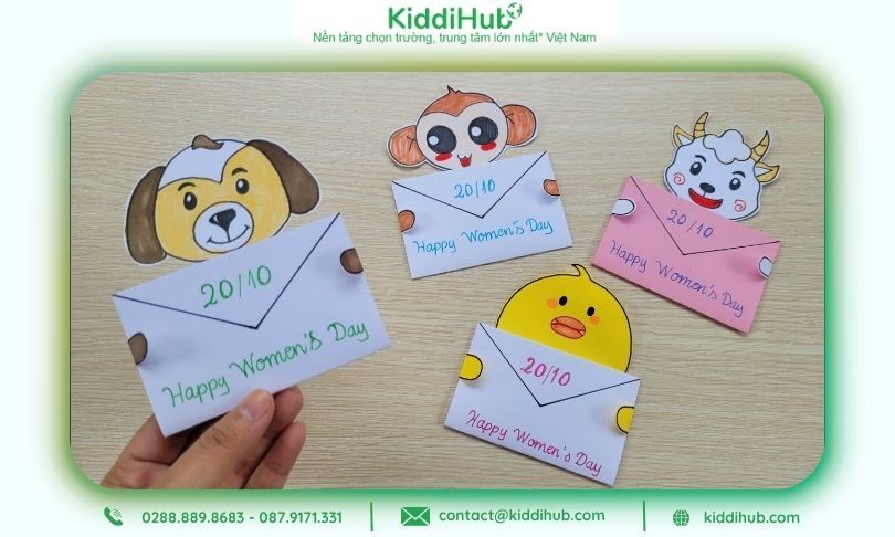 Thiệp 20/10 tặng mẹ handmade hình con vật ngộ nghĩnh, nhỏ xinh và đáng yêu