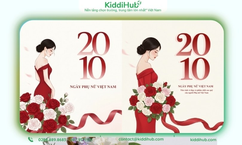 Hình Banner ngày 20 tháng 10 nhẹ nhàng, phản chiếu vẻ đẹp dịu dàng của người phụ nữ Việt