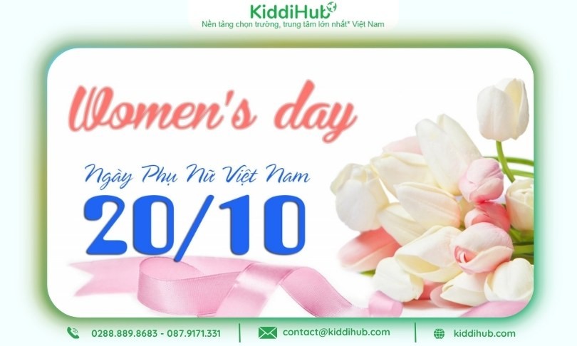 Ấn phẩm truyền thông 20/10 tràn đầy năng lượng, phông nền hoa lá trang nhã