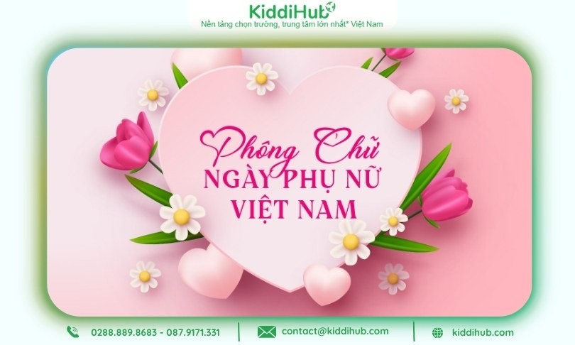 Banner mừng ngày Phụ nữ Việt Nam phá cách, nổi bật với phông chữ cách điệu ấn tượng