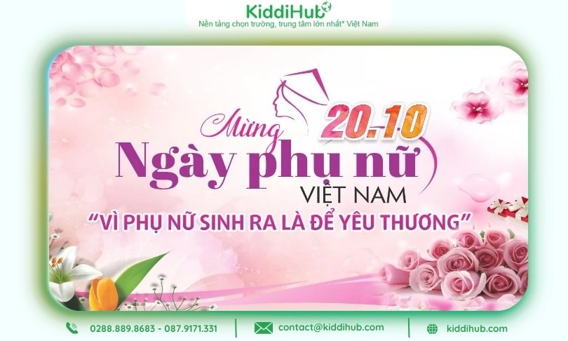 Mẫu Banner dịp 20 tháng 10 sang trọng, nổi bật với gam hồng pastel ngọt ngào