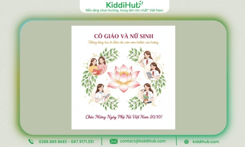 Poster cô giáo và nữ sinh – Những bông hoa tô điểm cho vườn ươm tri thức của trường