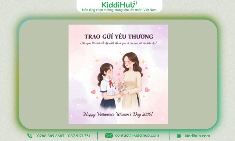 Poster trao gửi yêu thương, gửi ngàn lời chúc tốt nhất đến cô giáo và các bạn nữ sinh