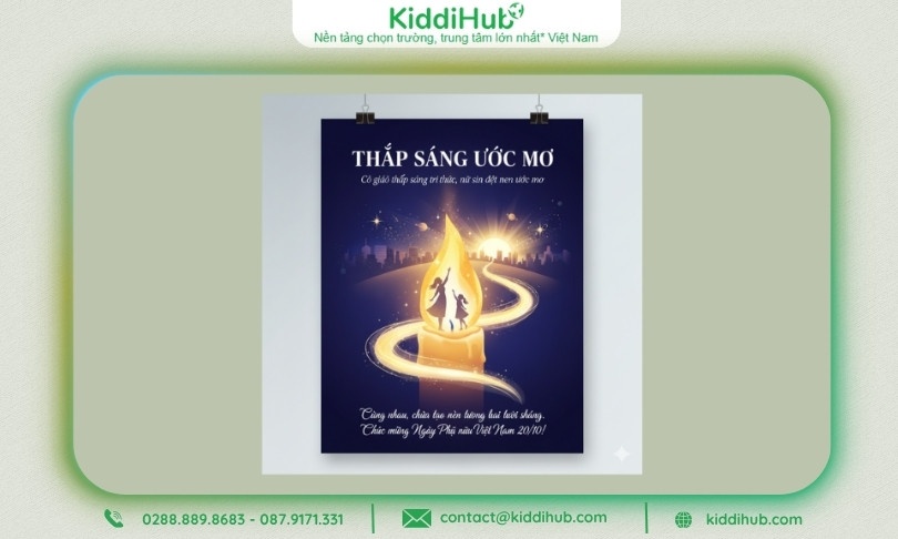 Poster cô giáo thắp sáng tri thức, nữ sinh dệt nên ước mơ