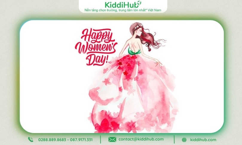 Logo 20/10 cô gái váy hoa duyên dáng