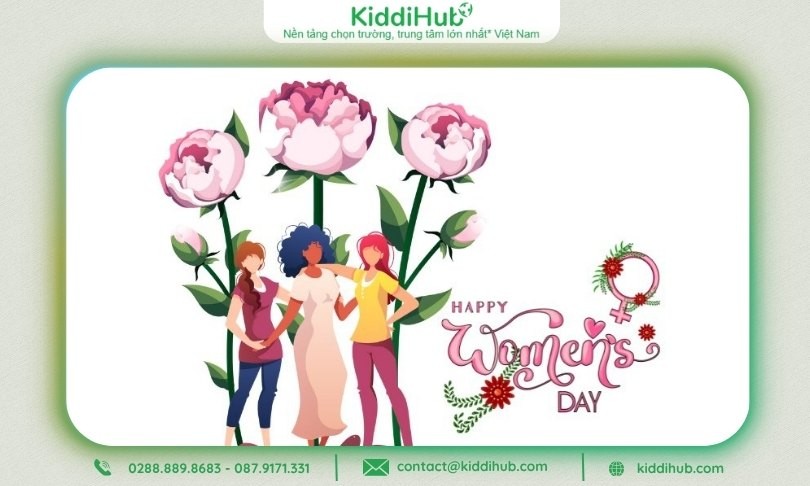 Logo 20/10 phụ nữ giữa vườn hoa hồng