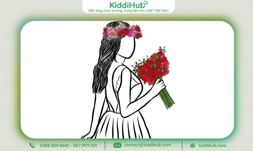 Logo 20/10 gương mặt phụ nữ tối giản