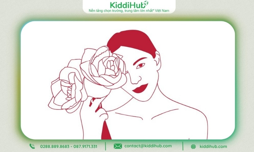 Logo 20/10 phụ nữ và hoa lớn tỏa sáng