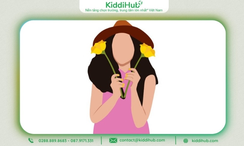 Logo 20/10 cô gái ôm hoa gửi yêu thương